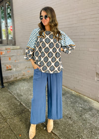 What It's All About Blue Linen Pants