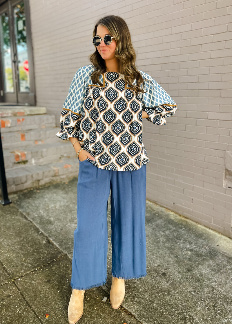 What It's All About Blue Linen Pants