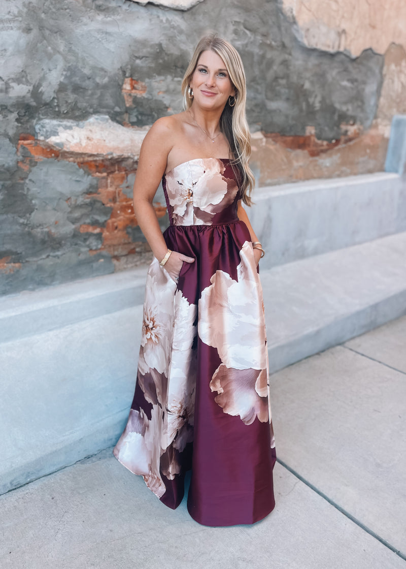 Pressed Petals Strapless Maxi Dress
