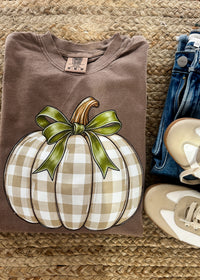 Gingham Pumpkin Graphic Tee Comfort Color (S-2XL)
