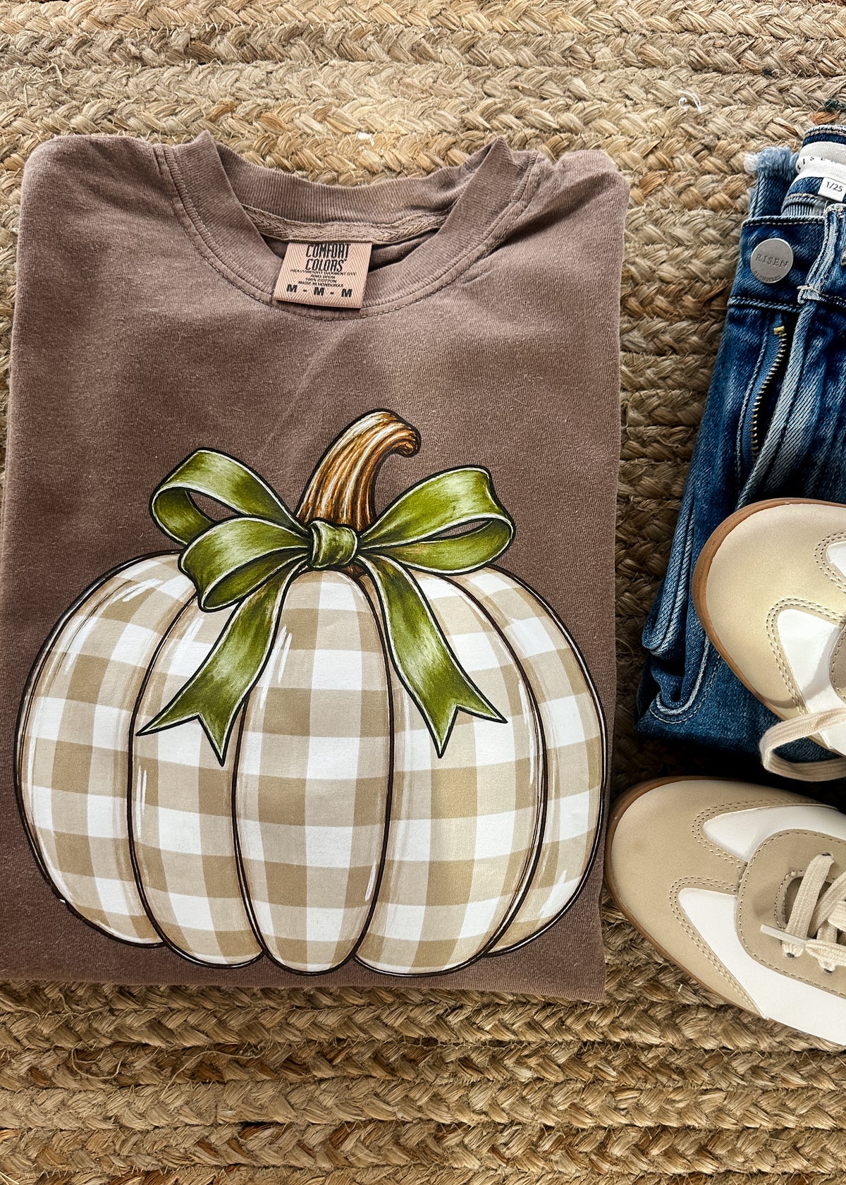 Gingham Pumpkin Graphic Tee Comfort Color (S-2XL)