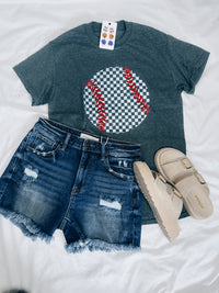 Checkered Baseball Graphic Tee (S-2XL)