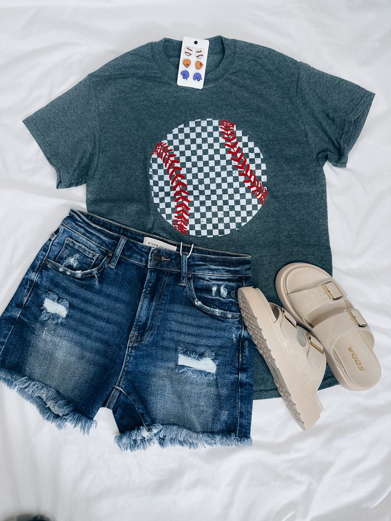 Checkered Baseball Graphic Tee (S-2XL)