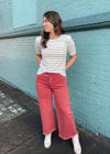 Couldn’t Miss It Brick Tummy Control High Rise Crop Wide Leg- Risen Jeans