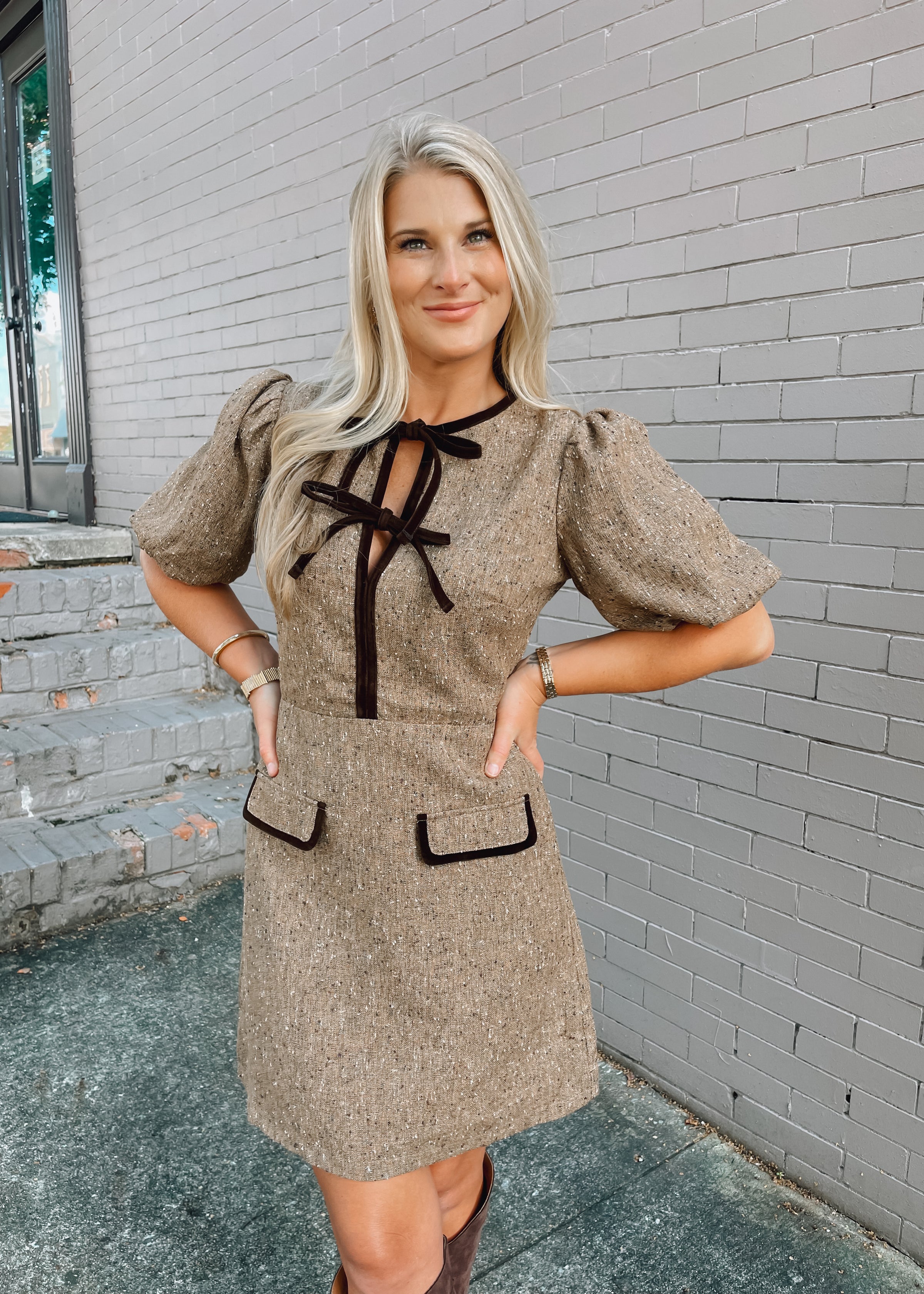 Higher Standards Tweed Mini Dress