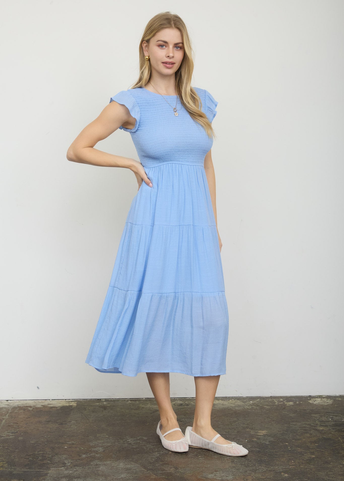 Good Things Ahead Smocked Midi Dress