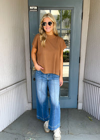 Let's Keep Moving Mock Neck Short Sleeve Boxy Sweater
