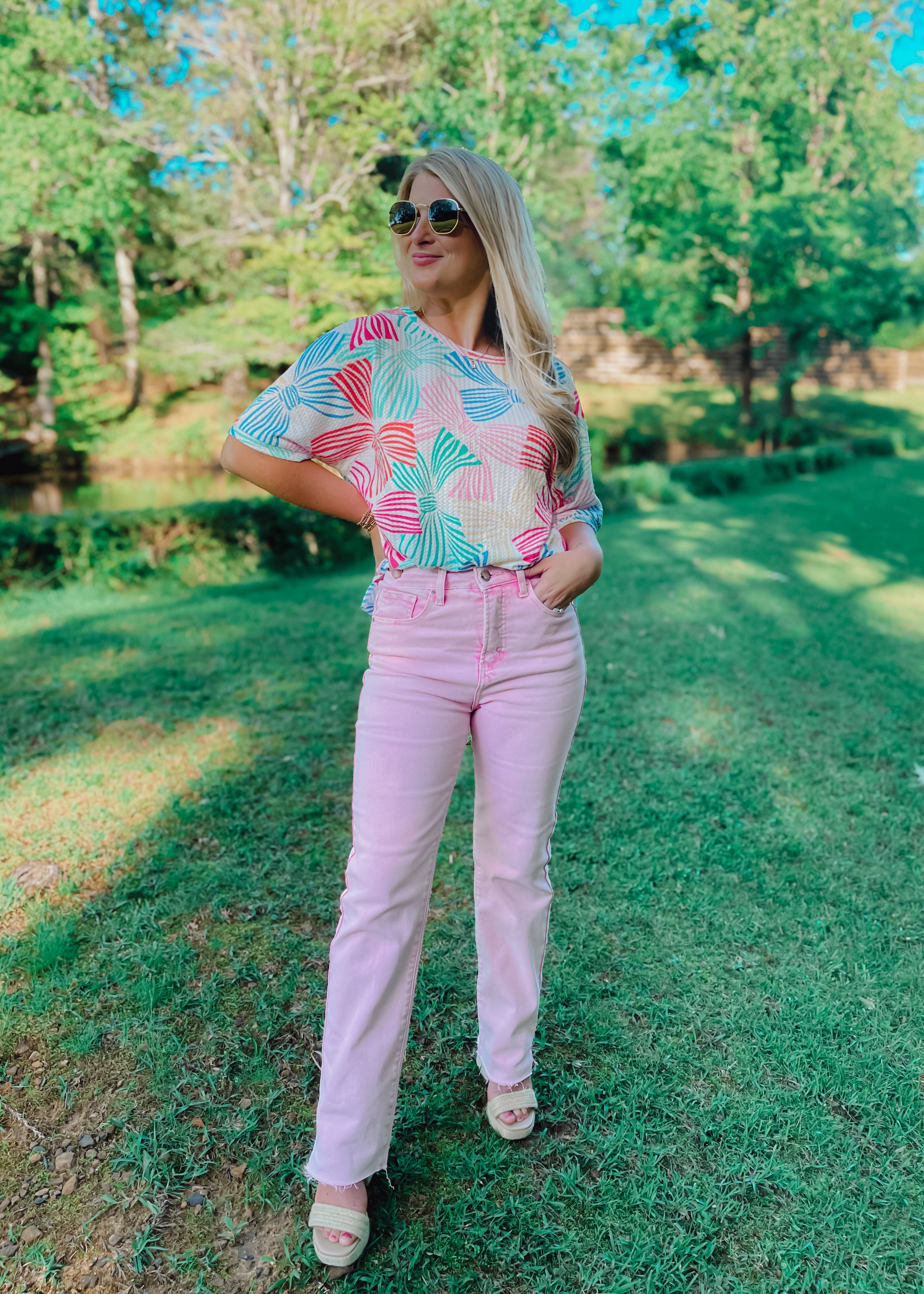 She's The Moment Pink Acid Wash Straight Leg- Risen Jeans – The