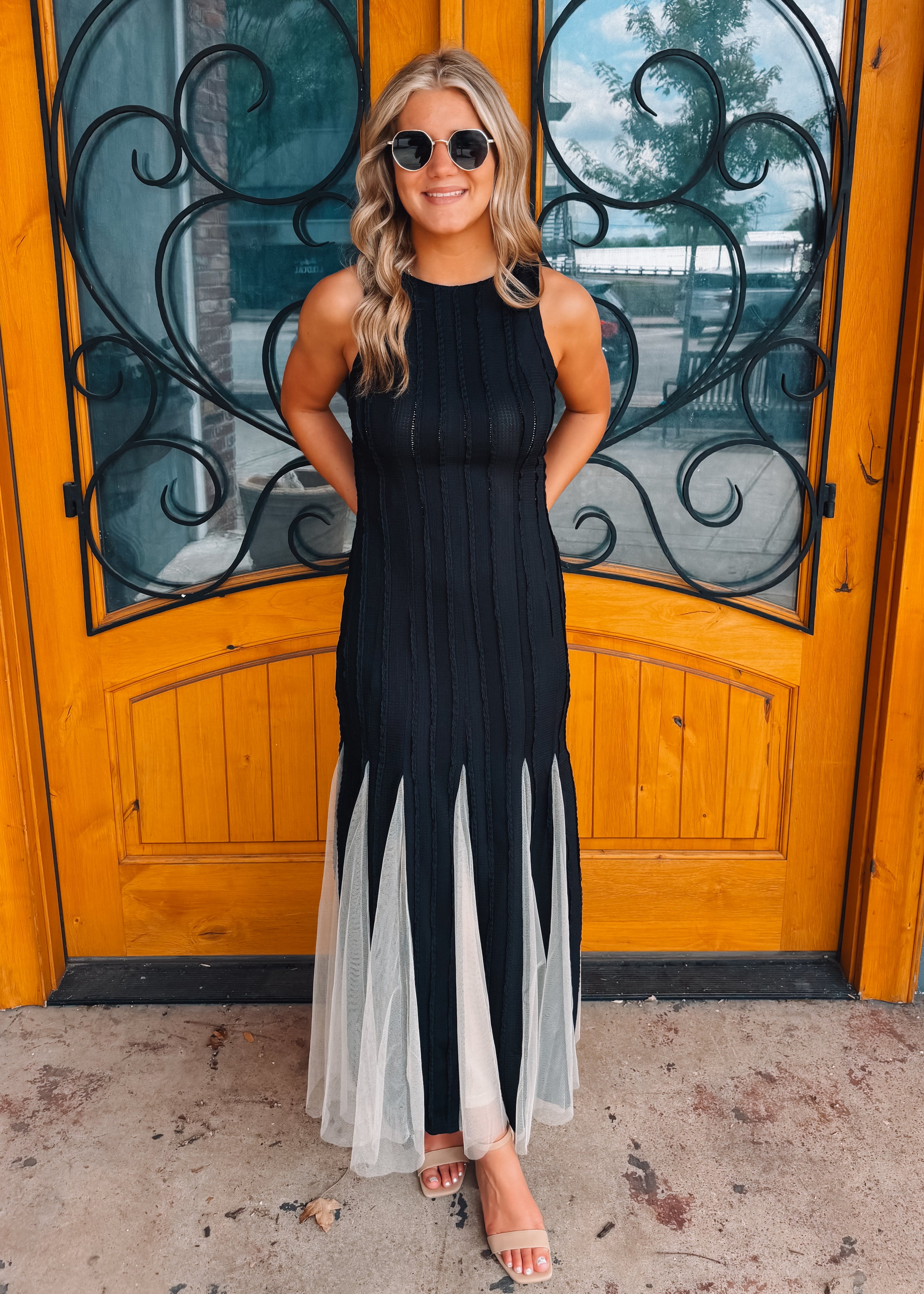 Classic Composition Solid Knit Maxi Dress