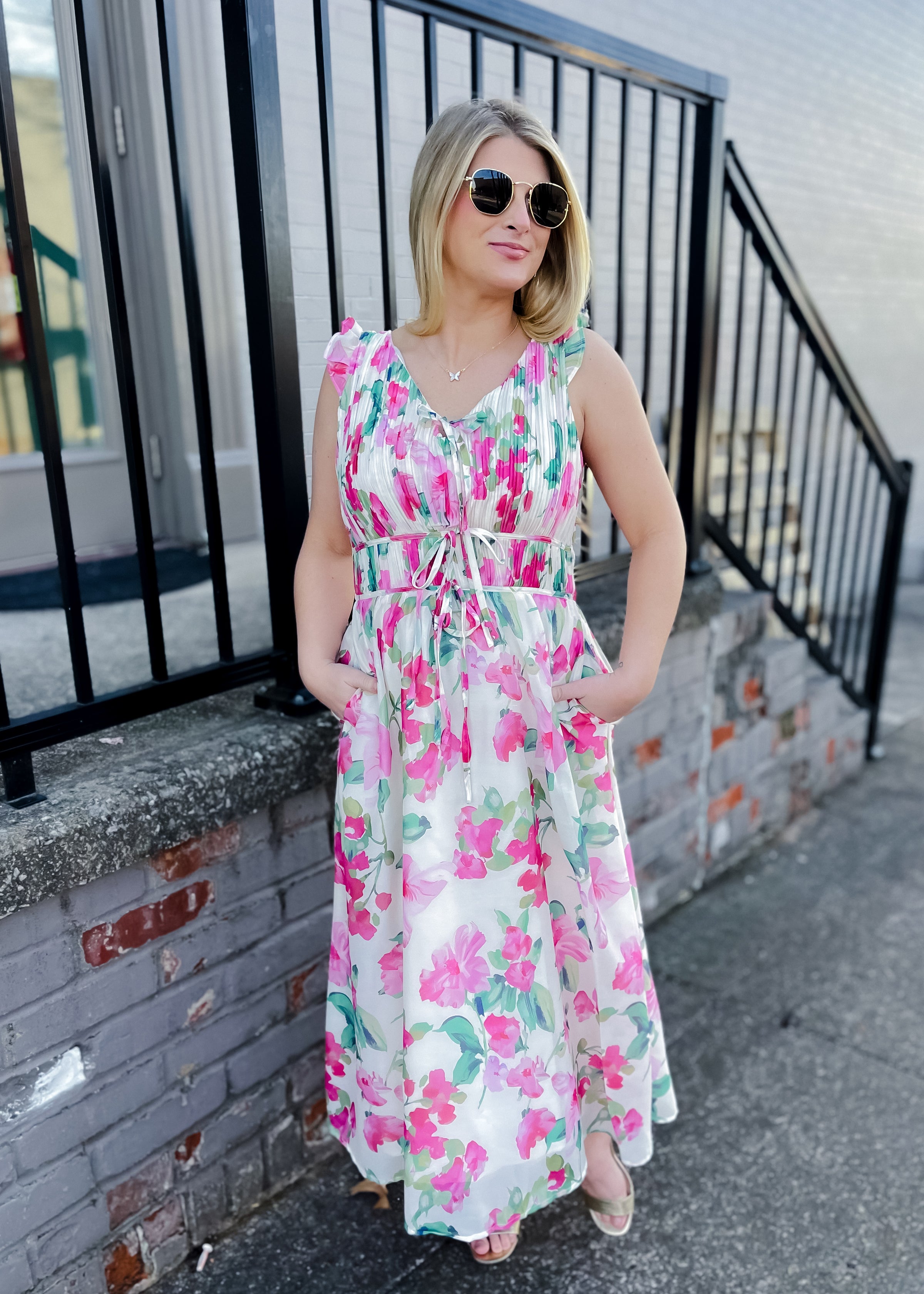 Elegantly In Route Floral Midi Dress