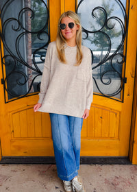 Finally My Time Oversized Fleece Pocket Sweater