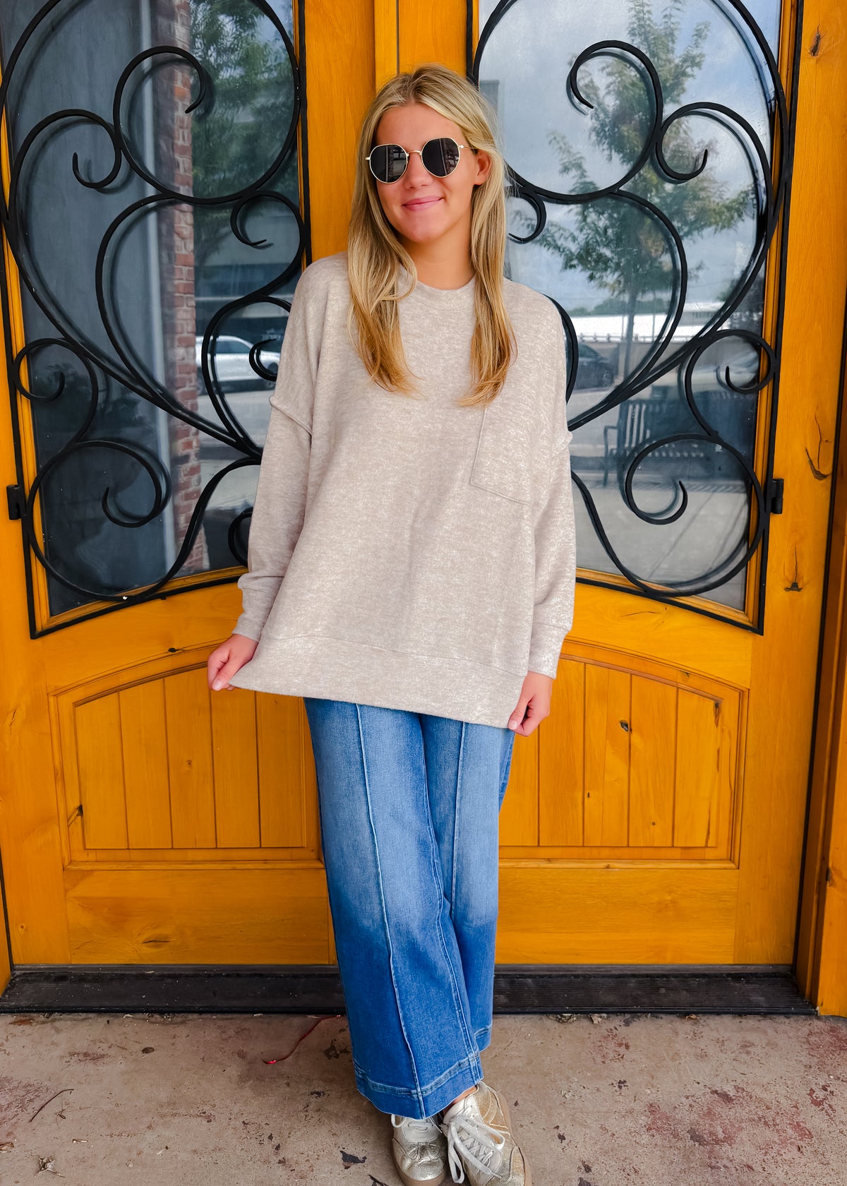 Finally My Time Oversized Fleece Pocket Sweater