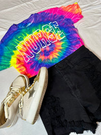 Nurse Varsity Tie Dye Graphic Tee (S-XL)