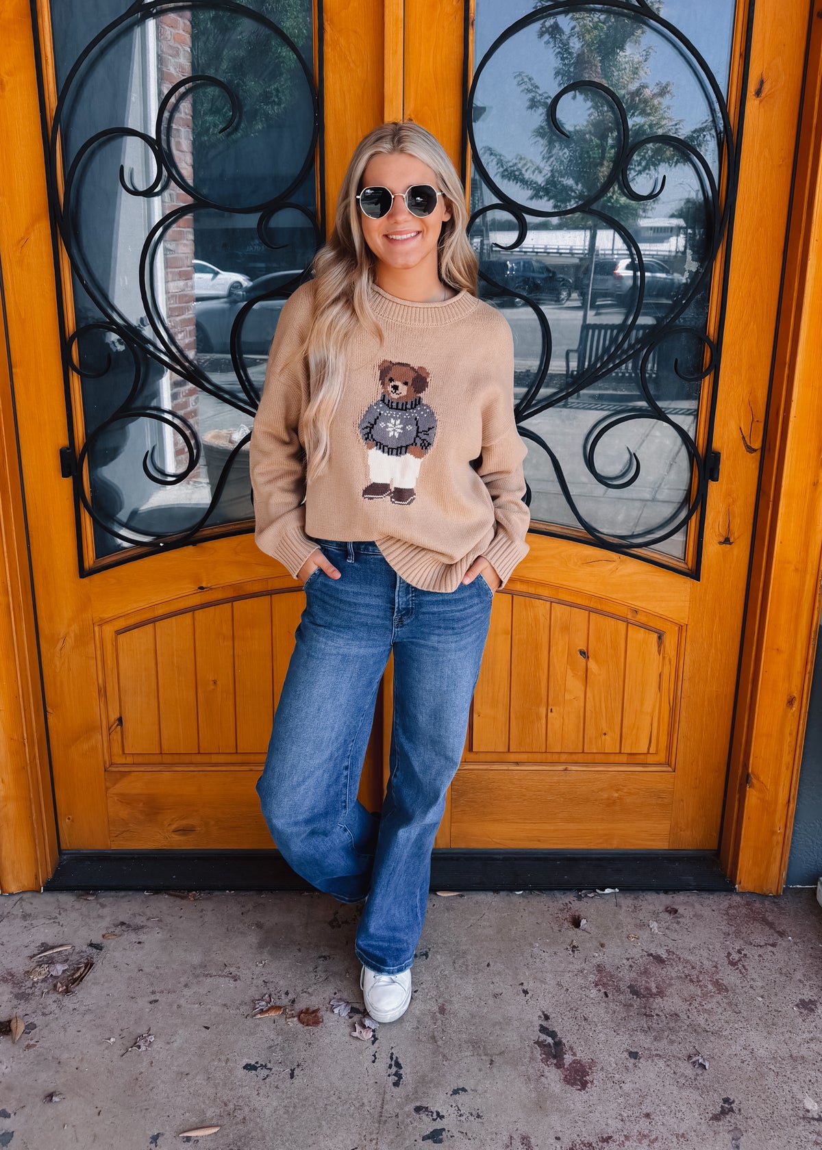 Teddy Bear Crew Neck Knit Sweater