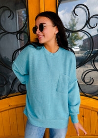 Finally My Time Oversized Fleece Pocket Sweater