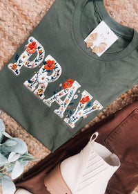 PRAY- Faux Floral Embroidered Graphic Tee (S-2XL)