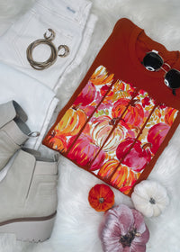 Watercolor Floral Pumpkin Graphic Tee (S-2XL)