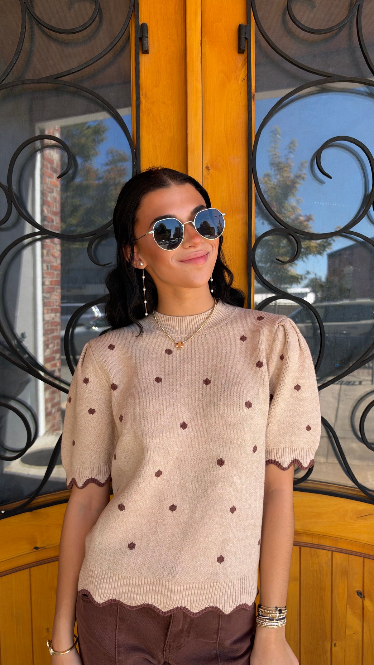 All My Life Polka Dot Ruffle Sleeve Top