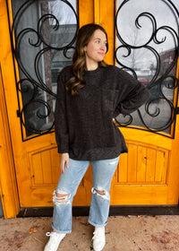 That's My Call Oversized Fleece Pocket Sweater