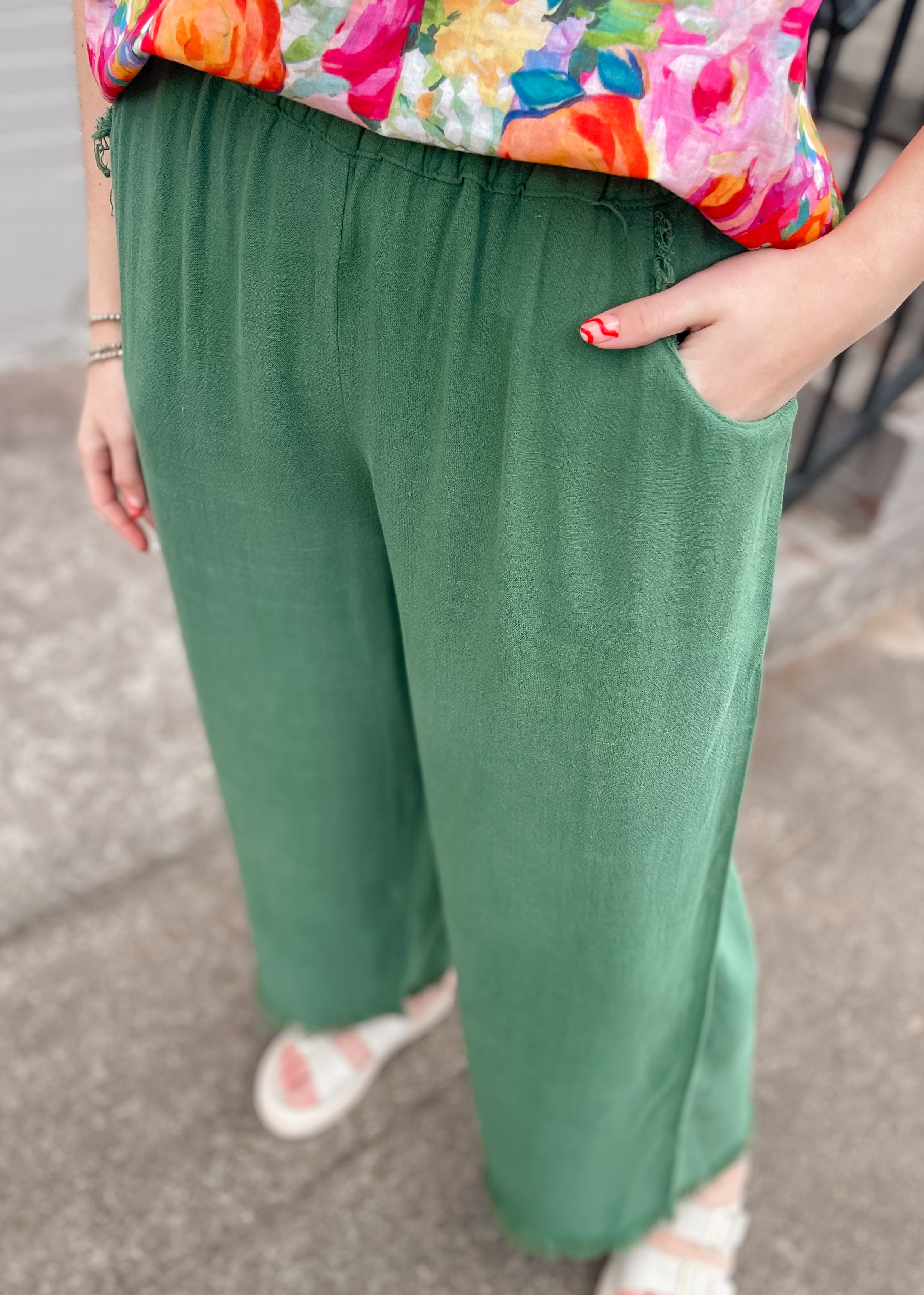 Sweet On You Green Linen Pants