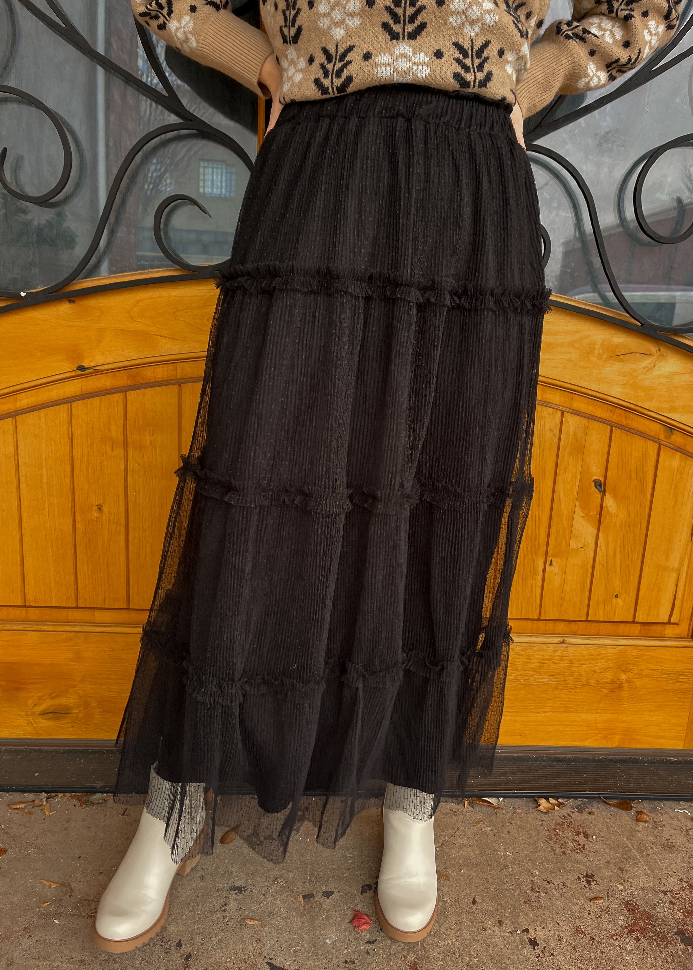 Say It Sweetly Tulle Tiered Midi Skirt