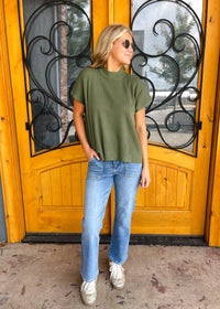 Let's Keep Moving Mock Neck Short Sleeve Boxy Sweater