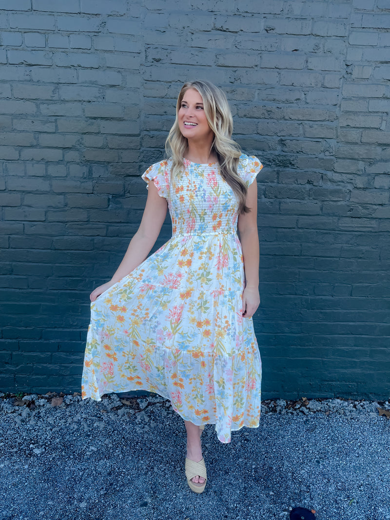 Petal Princess Smocked Midi Dress