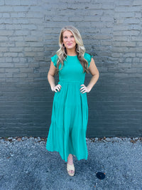 Flirt For Fun Jade Smocked Midi Dress (S-3XL)