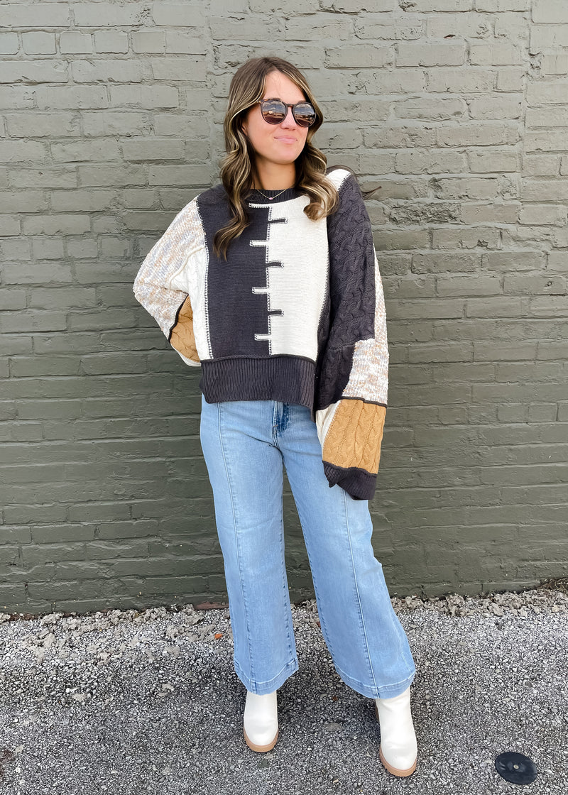 Little Too Late High Rise Crop Line Detail Wide Leg- Risen Jeans