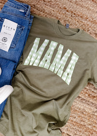 Green Gingham Mama Graphic Tee (S-2XL)