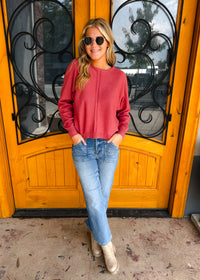 Great Expectations Front Seam Round Neck Sweater