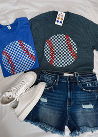 Checkered Baseball Graphic Tee (S-2XL)