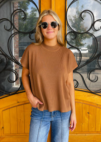 Let's Keep Moving Mock Neck Short Sleeve Boxy Sweater