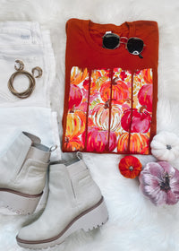 Watercolor Floral Pumpkin Graphic Tee (S-2XL)