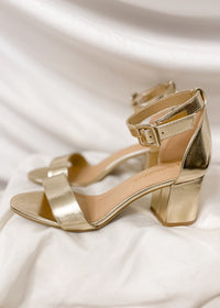 Take A Walk Gold Heels