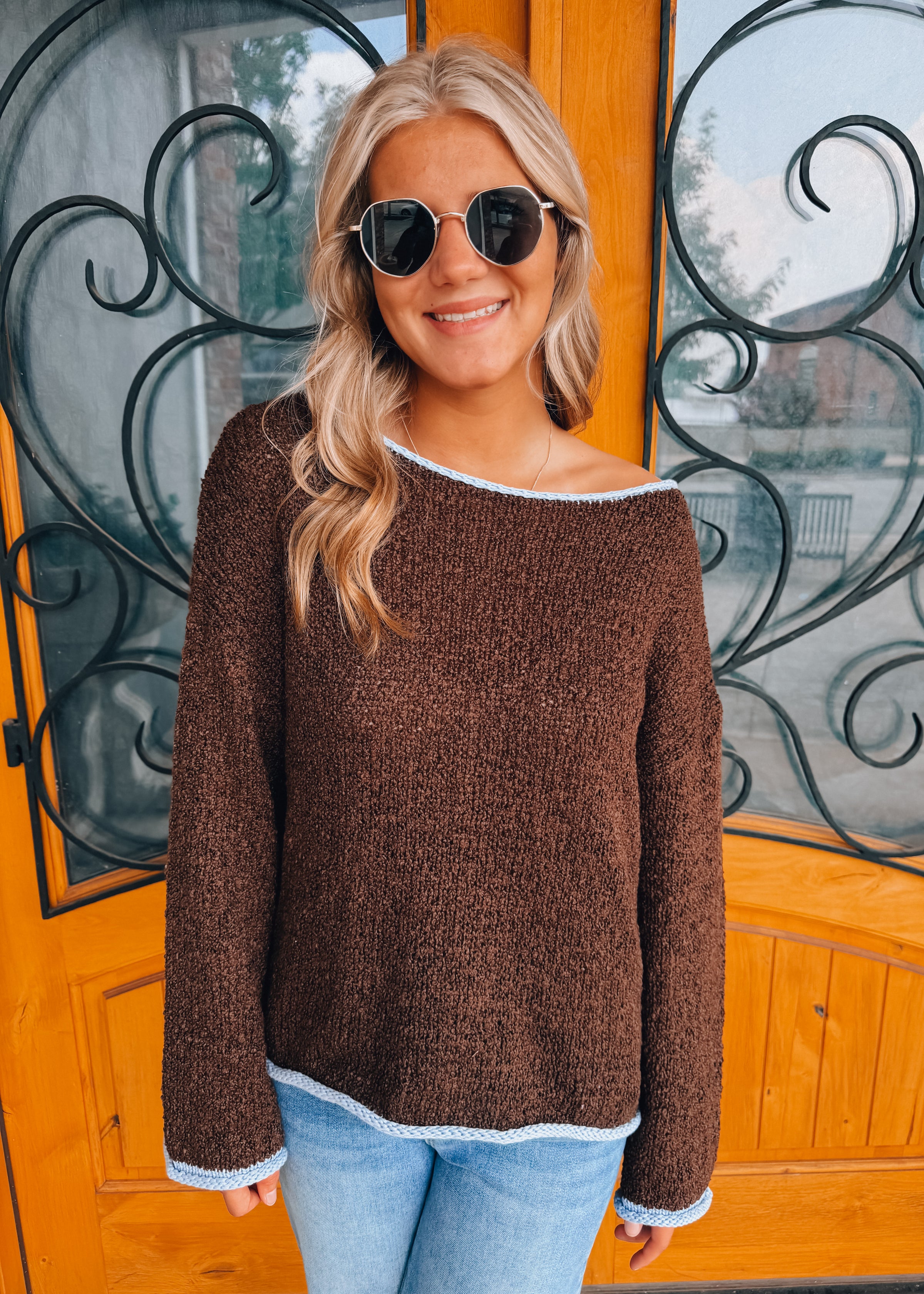 Mocha Morning Boat Neck Sweater