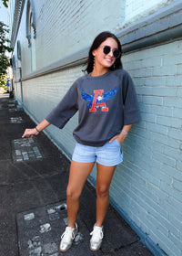 Vintage Team- Charcoal Scuba 3/4 Sleeve Pullover