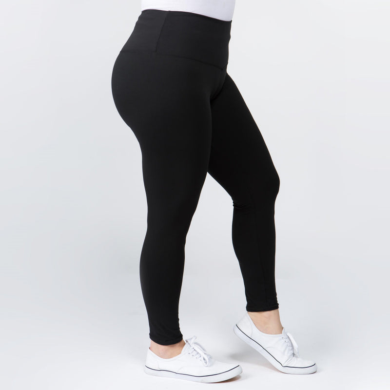 Black Butter Leggings Full Length High Waistband  (OS-PLUS SIZE)