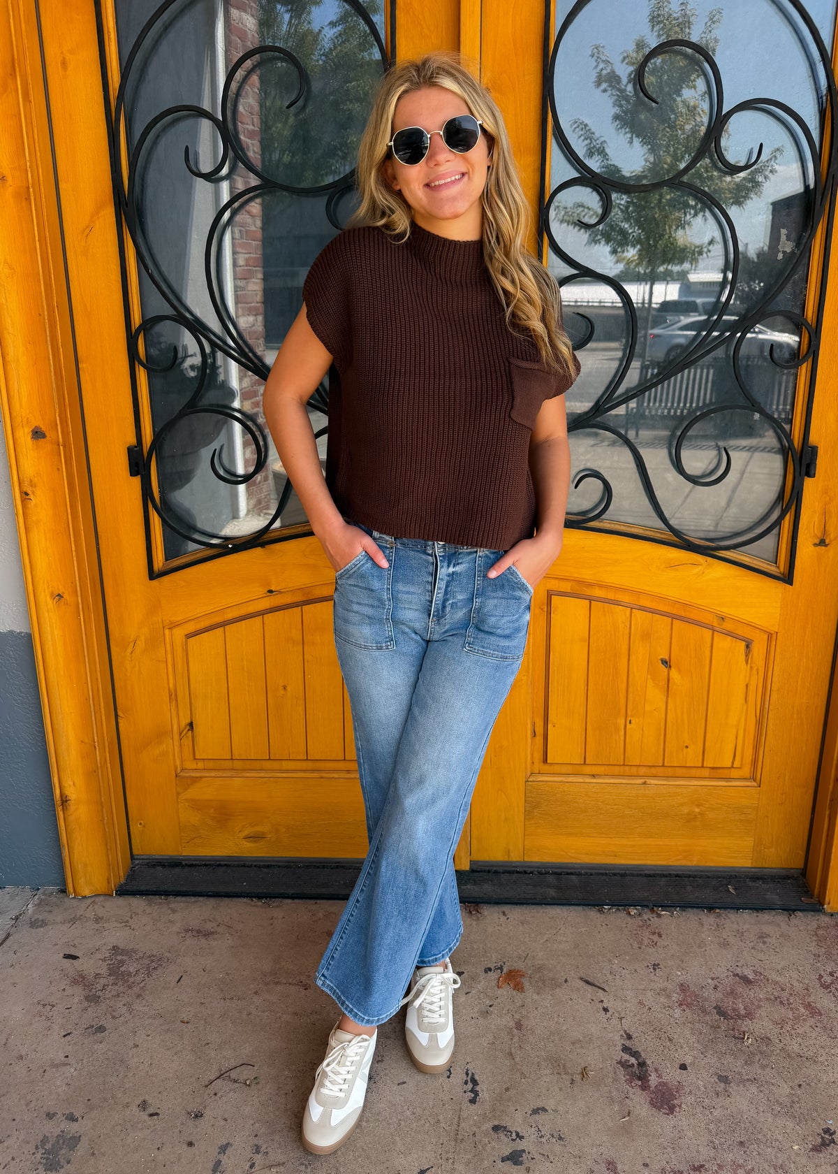 Read Between The Lines Knit Pocket Sweater Top