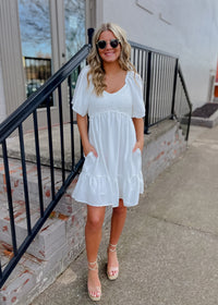 Made for Lovely Days Smocked Mini Dress- White