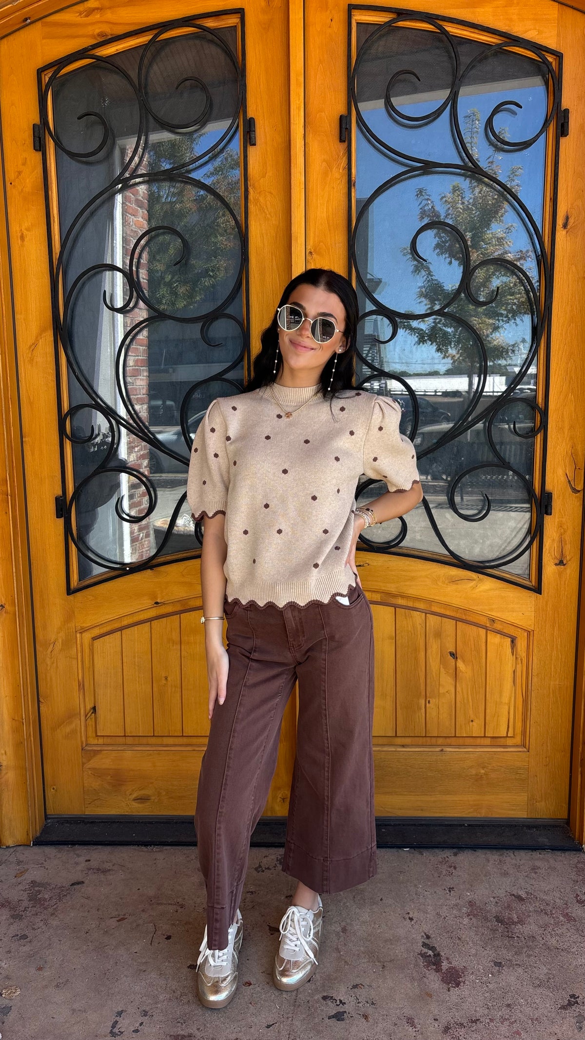 All My Life Polka Dot Ruffle Sleeve Top