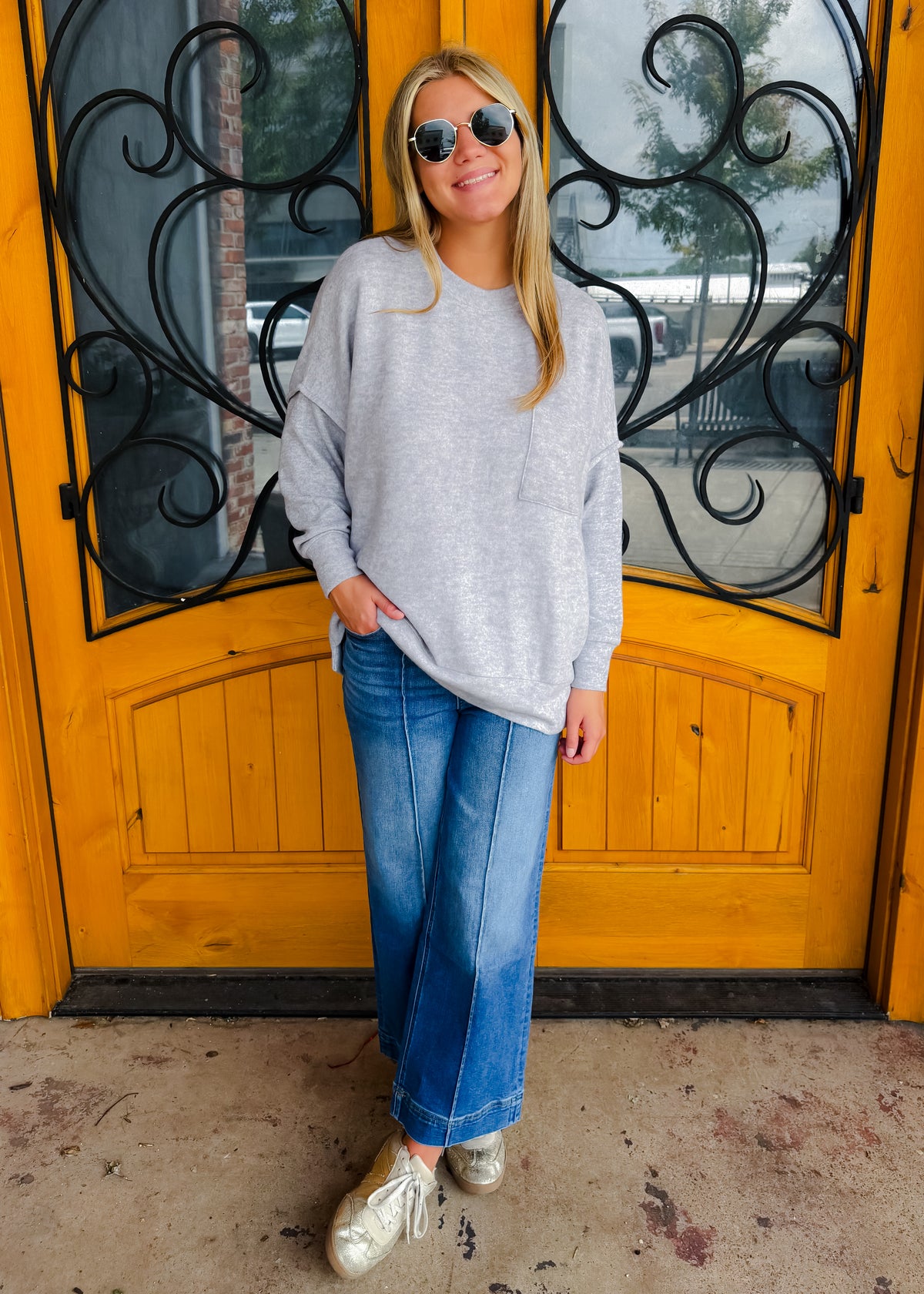 Finally My Time Oversized Fleece Pocket Sweater