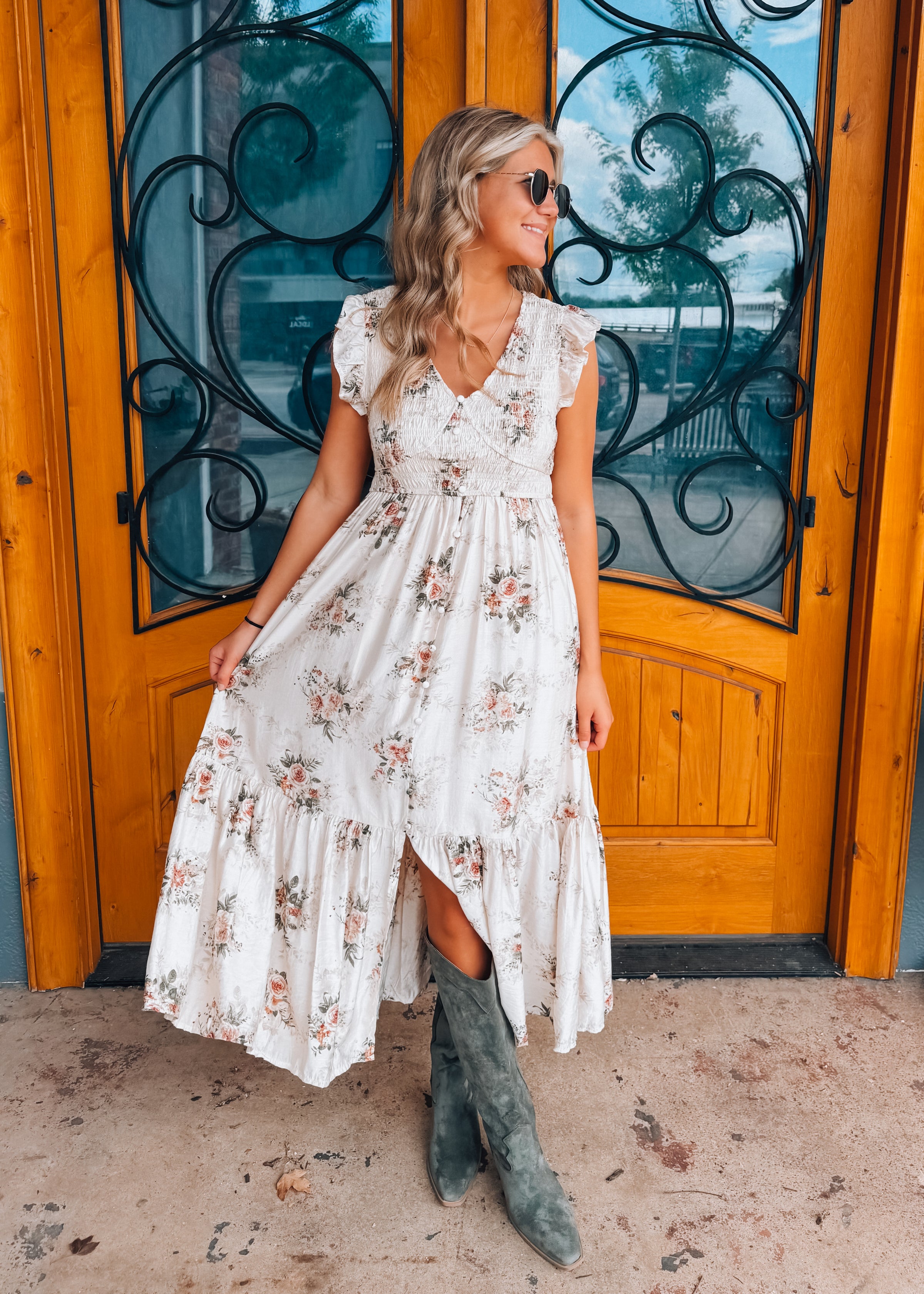 Painted Passage Midi Dress- Blush
