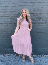 Covered In Love Blush Smocked Midi Dress (S-3XL)