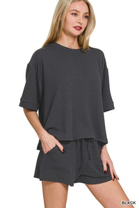 In the Lineup Ribbed Two Piece Shorts Set