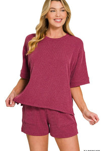 In the Lineup Ribbed Two Piece Shorts Set