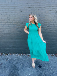 Flirt For Fun Jade Smocked Midi Dress (S-3XL)