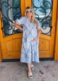 Meet Me Downtown Periwinkle Midi Dress