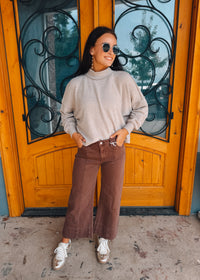 Forever Falling Mid Rise Cropped Wide Leg Jean - Brown