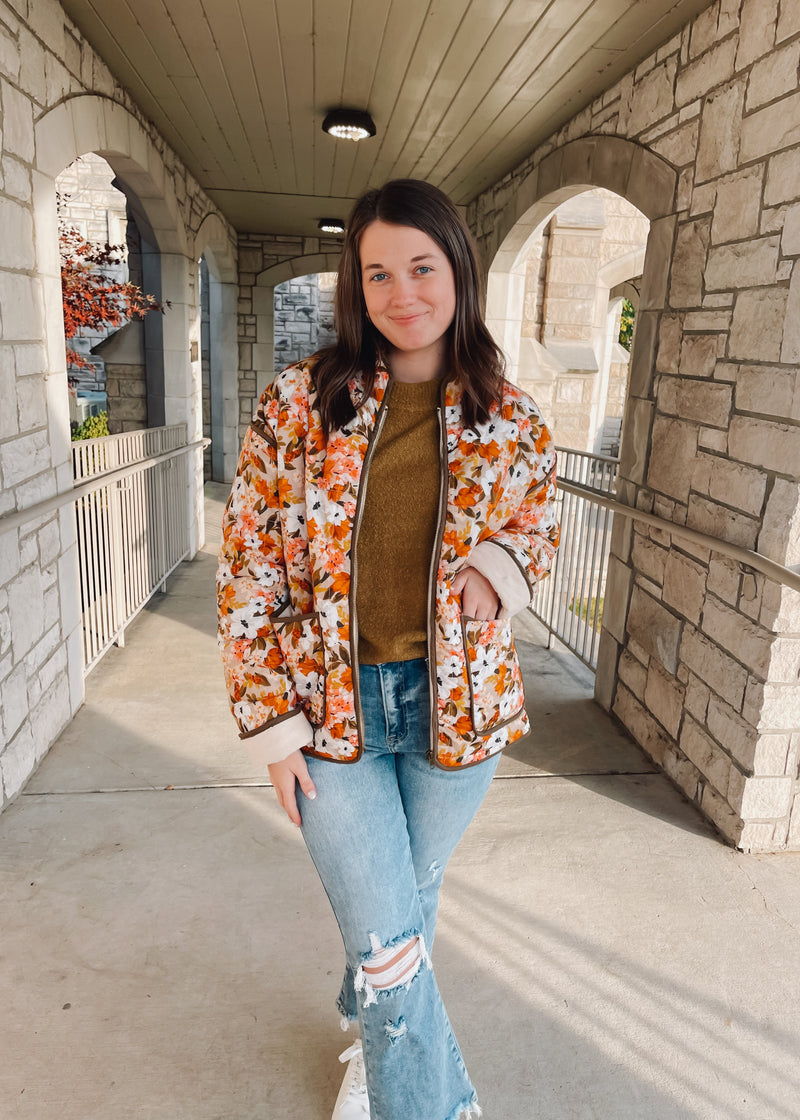 Wild Honey Floral Quilted Puffer Jacket